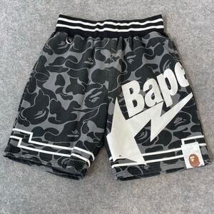 Bape A Bathing Ape Black Camo White Logo Men's Shorts 100% Cotton Size XL